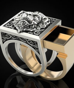 Two sets of vintage lion rings