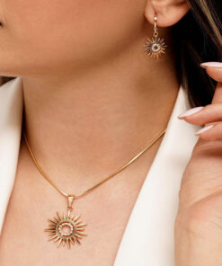 Sunflower Earrings Necklace Jewelry Suit Women