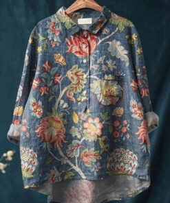 Women's Casual Loose Printed Round Neck Shirt