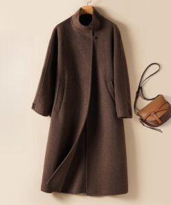 Long Stand-up Collar High-grade Double-sided Woolen Coat