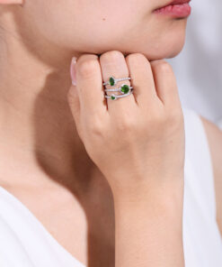 Simple And Natural Topaz Diopside Sets Of Rings