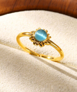 Simple Gemstone Inlaid Retro Personality Opening Index Finger Ring